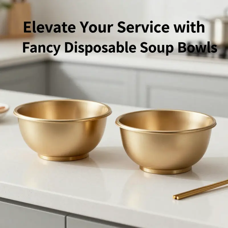 Showcasing the artistic designs of fancy disposable soup bowls in a vibrant setting.