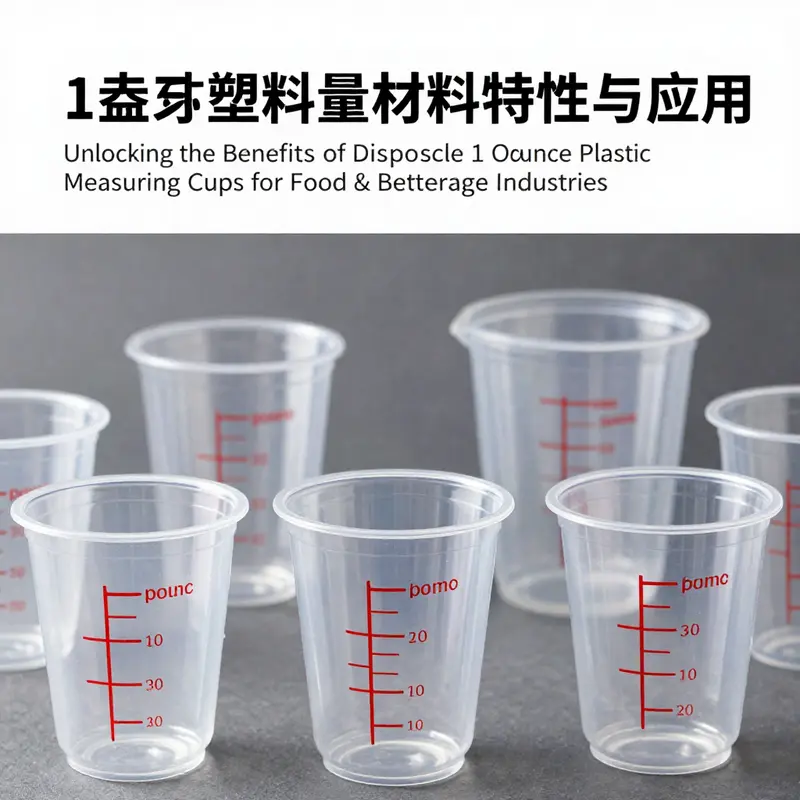 Various types of 1 ounce disposable measuring cups showcasing different materials.