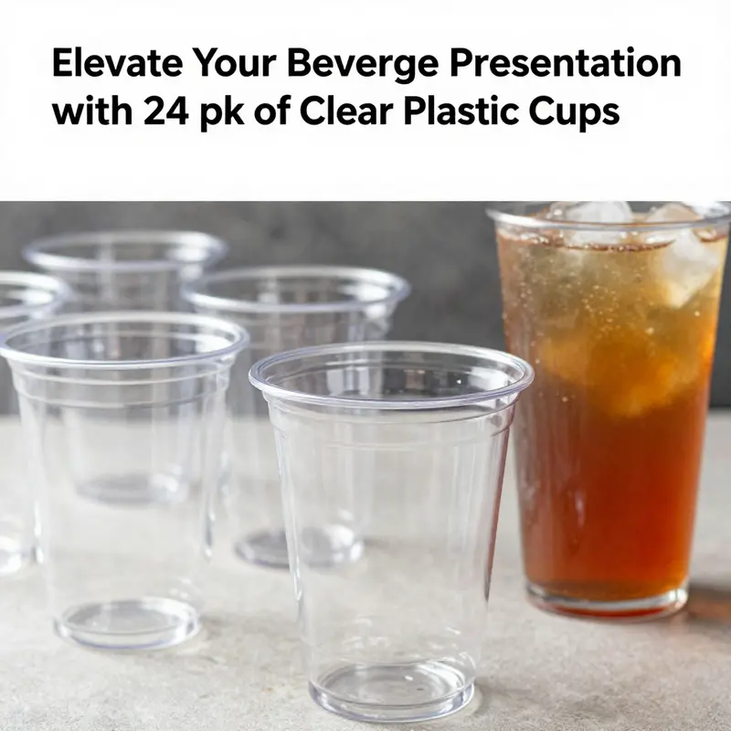 Clear plastic cups displayed alongside a refreshing beverage, highlighting their durability and food-safe materials.