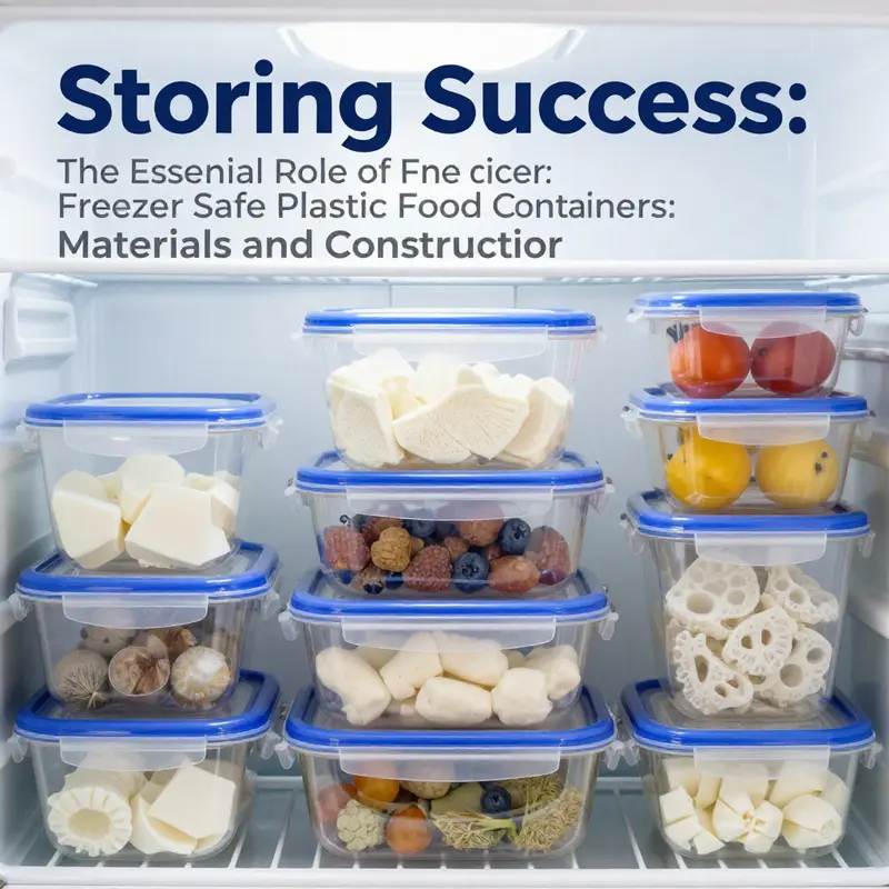 Showcasing durable food-grade plastic materials of freezer safe containers.