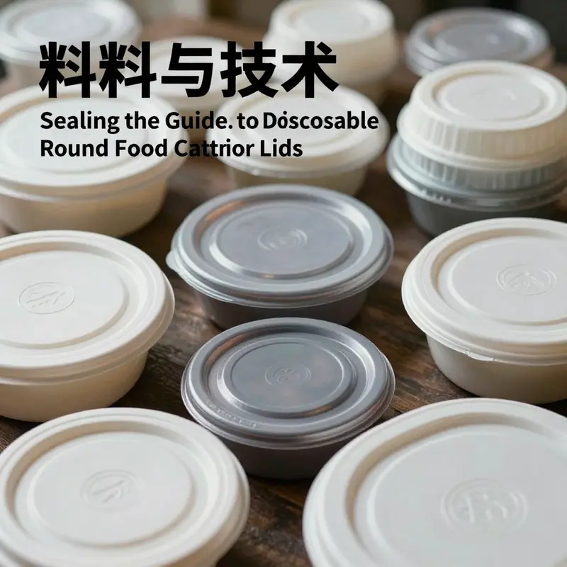 An array of disposable round food container lids showcasing plastic and biodegradable options.