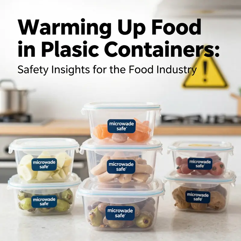 An image showcasing the potential risks of chemical migration when heating food in plastic containers.