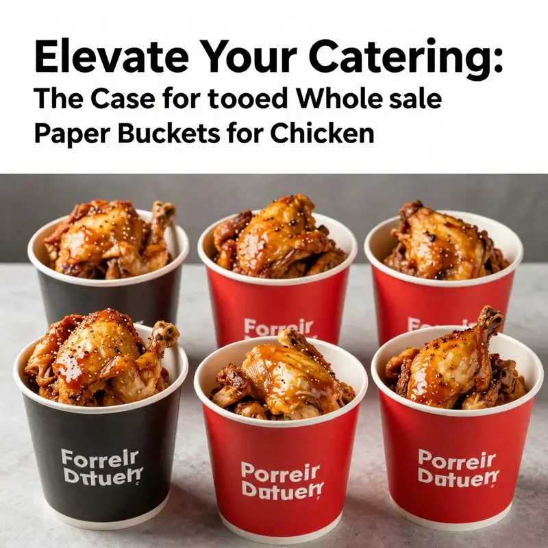 Various styles and designs of paper buckets used for chicken in the food service industry.