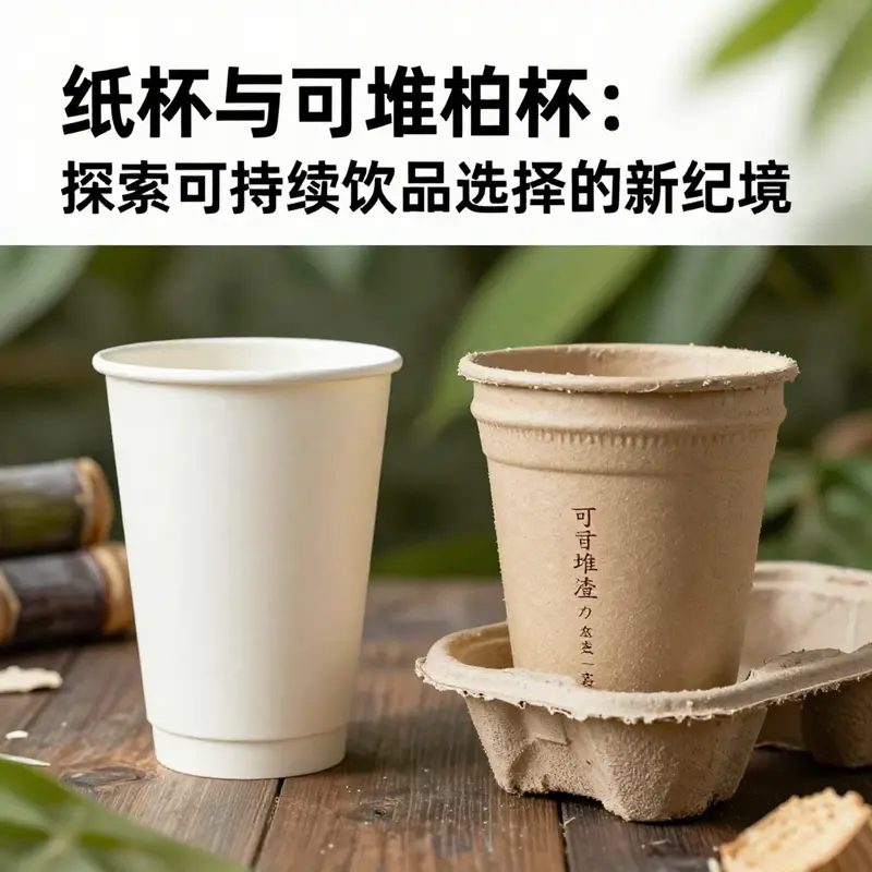 传统纸杯与可堆肥杯的材料对比，展示环保选择的重要性。