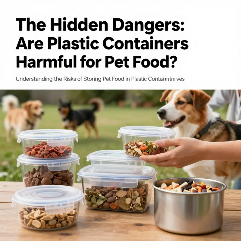 A pet owner exploring different storage solutions for pet food, emphasizing safety and health benefits.