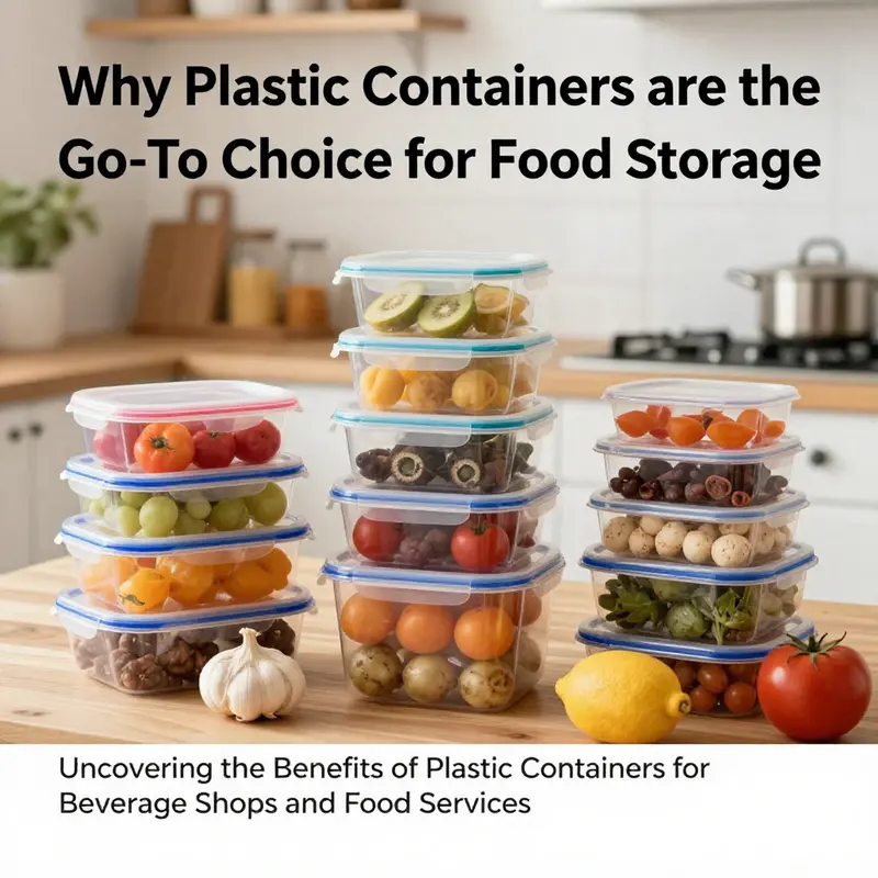 An aesthetic arrangement of various colorful plastic containers in a kitchen setting, illustrating their use for food storage.