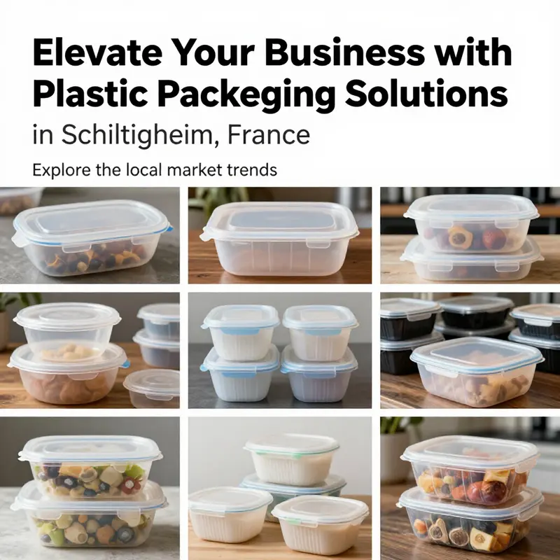 Different types of plastic food containers used by restaurants, food trucks, and catering services in Schiltigheim.