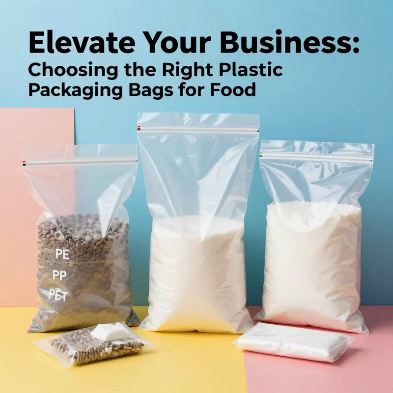 An assortment of food plastic packaging bags highlighting different materials used in packaging.