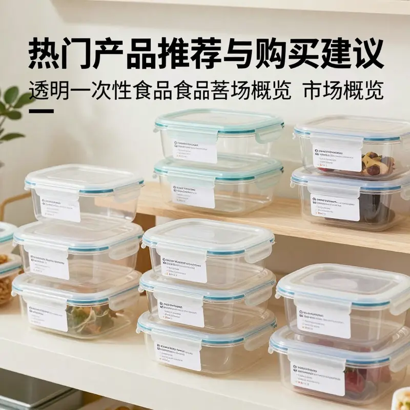 A variety of clear disposable food containers showcasing their versatility for different culinary applications.