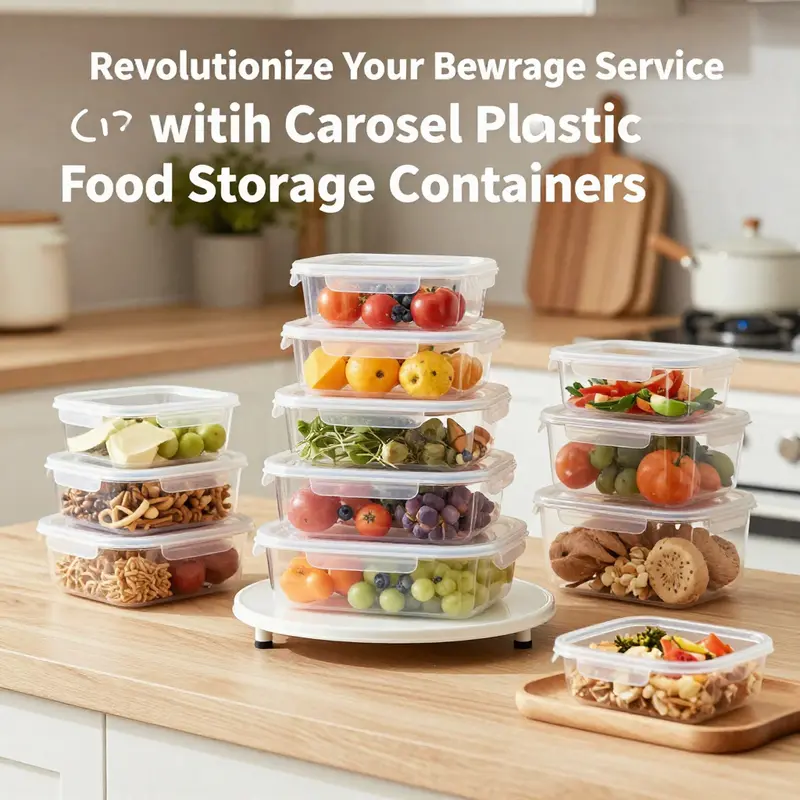 Various plastic food storage containers on a carousel, enhancing organization in a kitchen setting.