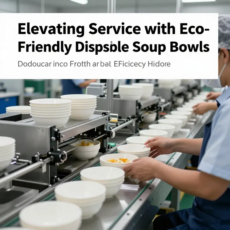 Workers at the factory handle sustainable materials, highlighting the sourcing of eco-friendly ingredients for disposable bowls.