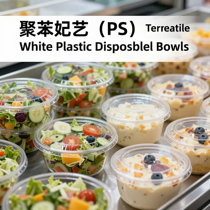 PP white disposable bowls are ideal for serving hot and cold dishes, demonstrating their versatility in food service.