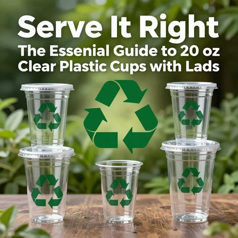 Close-up of durable 20 oz clear plastic cups, highlighting their material quality.