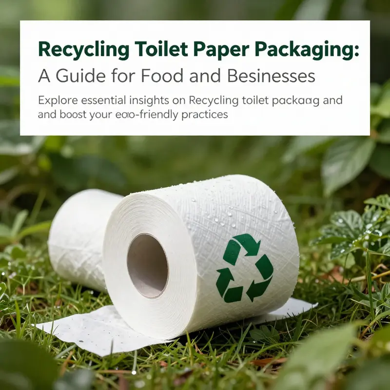 A scenic view depicting recycled toilet paper packaging surrounded by greenery, symbolizing sustainability.