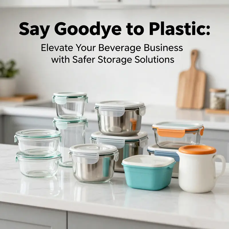 Illustration of the risks associated with plastic food containers compared to safer alternatives.