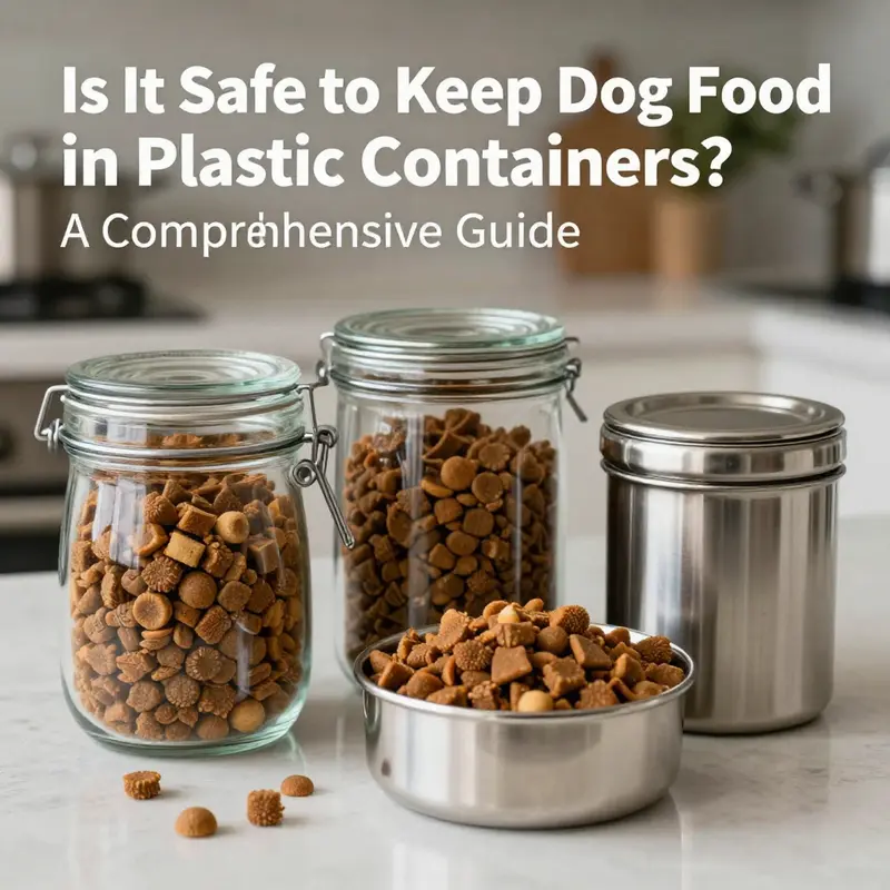 Plastic containers labeled as food-safe, highlighting the importance of choosing safe materials for dog food storage.