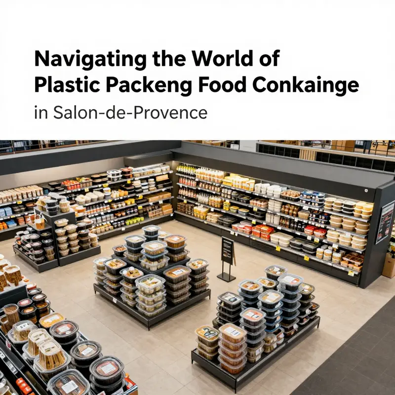 A vibrant market scene showcasing diverse plastic food packaging options in Salon-de-Provence.