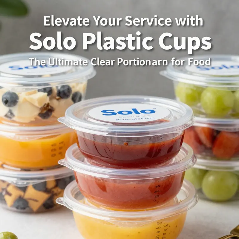Showcasing the key features of Solo clear portion containers, highlighting their transparency and stackable design.