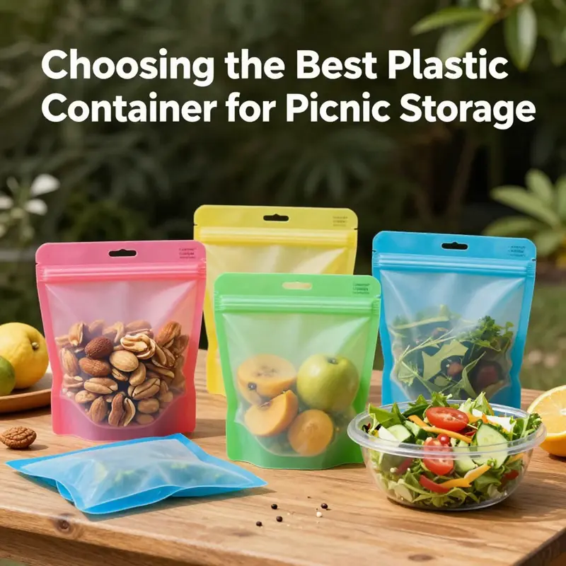 Sistema Tritan containers stacked with picnic foods, showcasing their versatility and practicality.