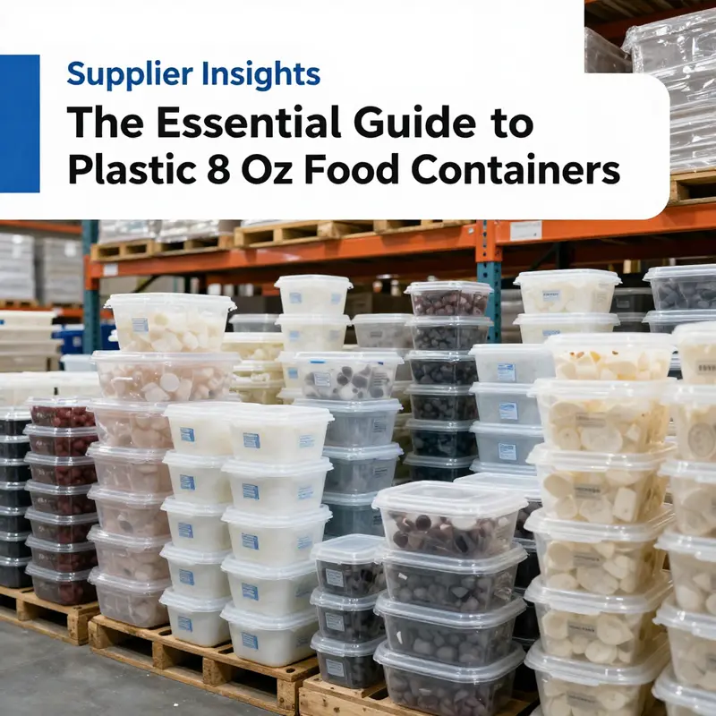 Close-up of diverse 8 oz plastic food containers, highlighting key materials and features.