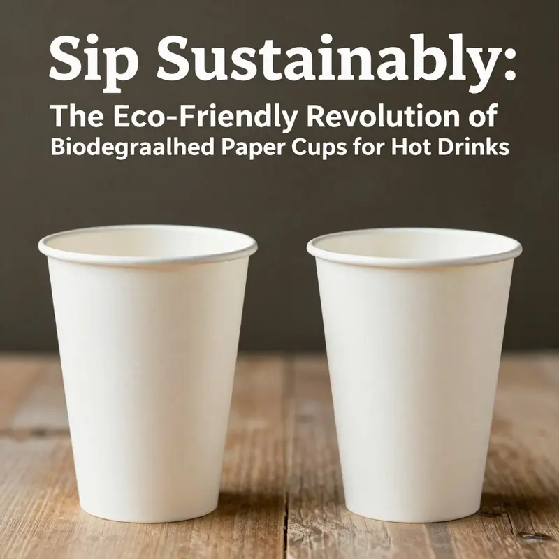 A side-by-side comparison of biodegradable paper cups and traditional plastic-lined cups emphasizes the eco-friendly benefits.