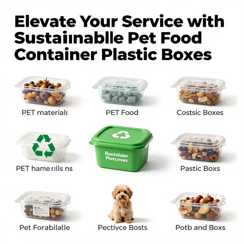 Diverse pet food container plastic boxes highlighting key materials and features.
