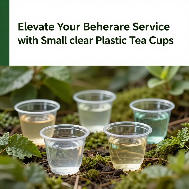 An array of small clear plastic tea cups in varying sizes, perfect for showcasing beverages.