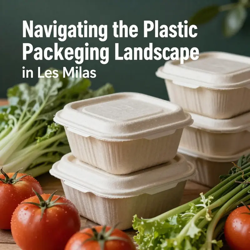 A bustling scene in Les Lilas featuring popular bubble tea shops and restaurants using innovative plastic packaging.