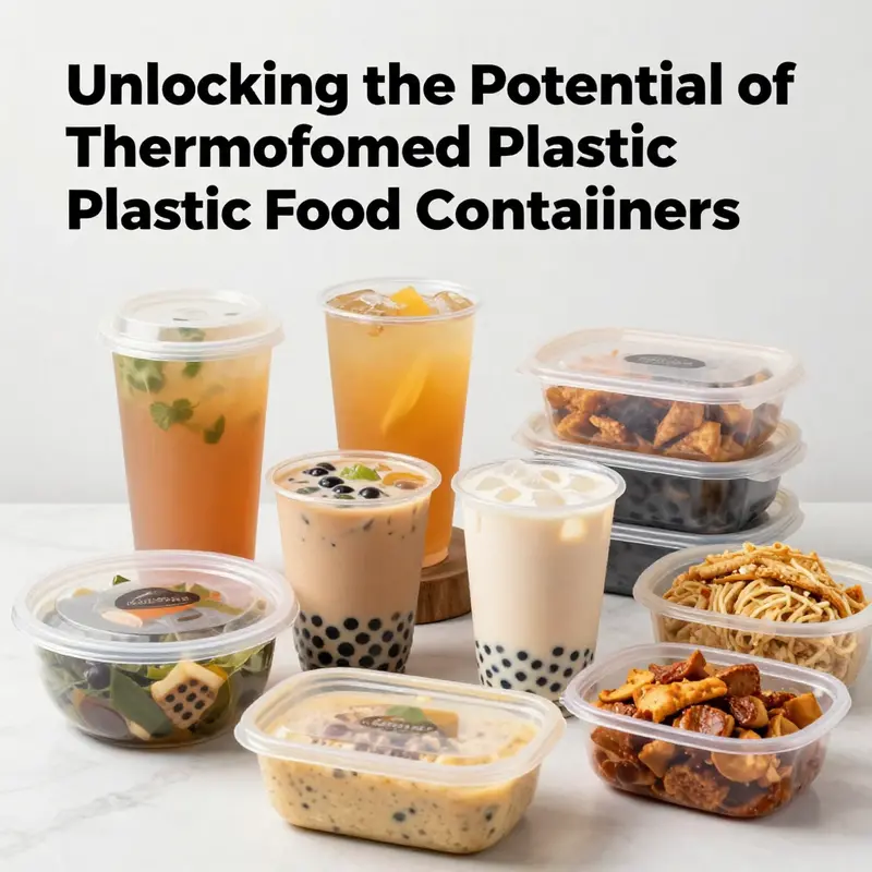 Versatile thermoformed plastic food containers filled with diverse food items.