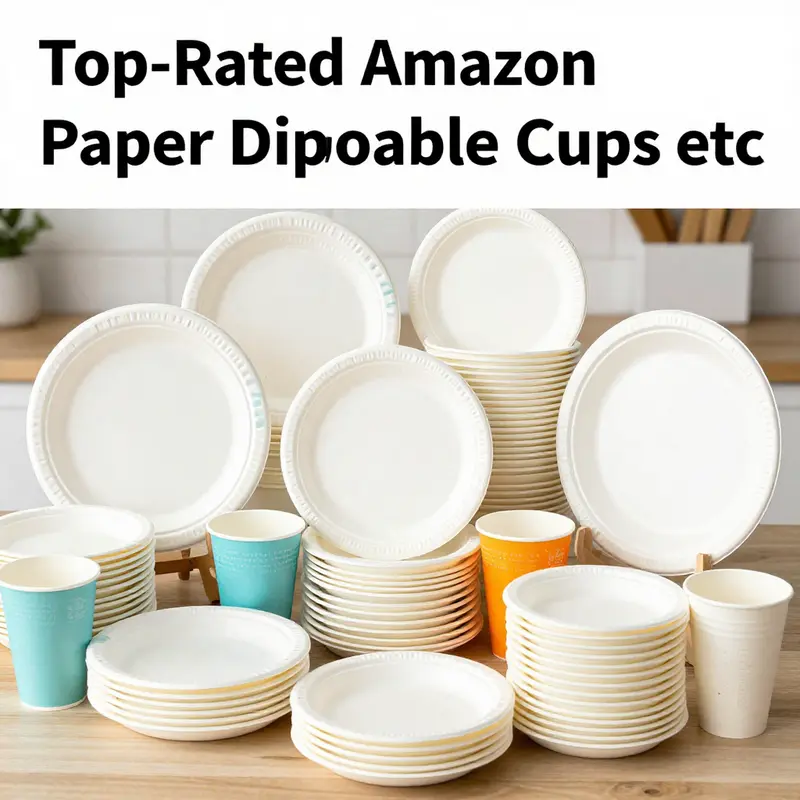 A collection of Amazon’s top-rated disposable plates and cups illustrating quality and functionality.