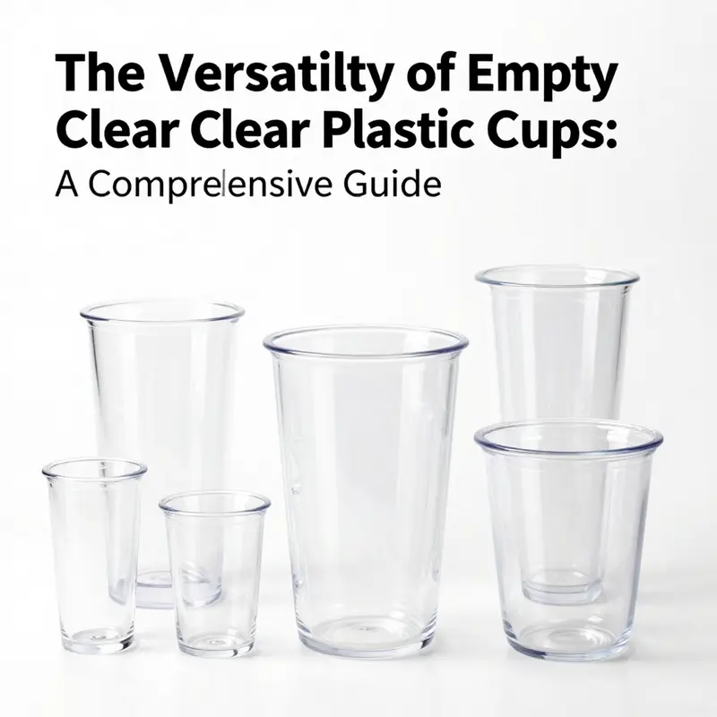 Different types of empty clear plastic cups suitable for a range of beverages.