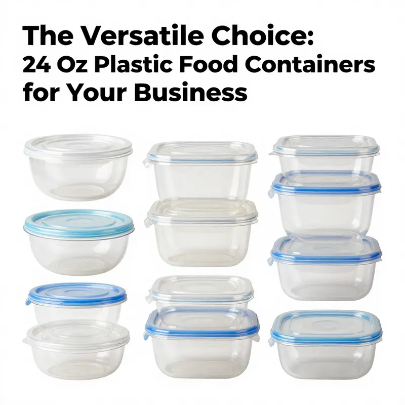 Different styles of 24 oz plastic food containers, highlighting their shapes and sealing mechanisms.