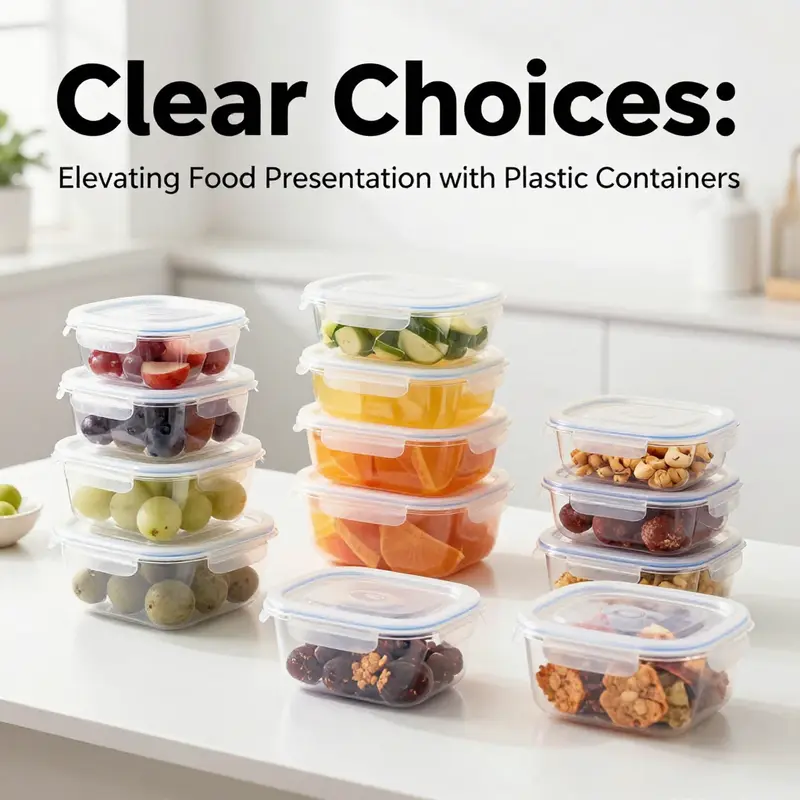Various types of plastic clear containers showcasing their versatility in food presentation.