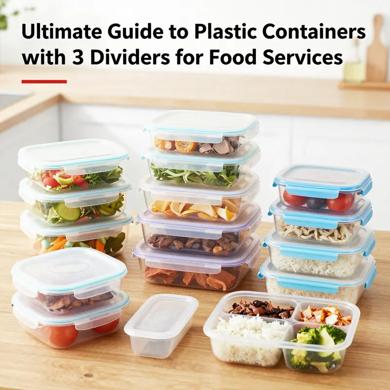 A variety of plastic containers with three dividers, ideal for meal organization.