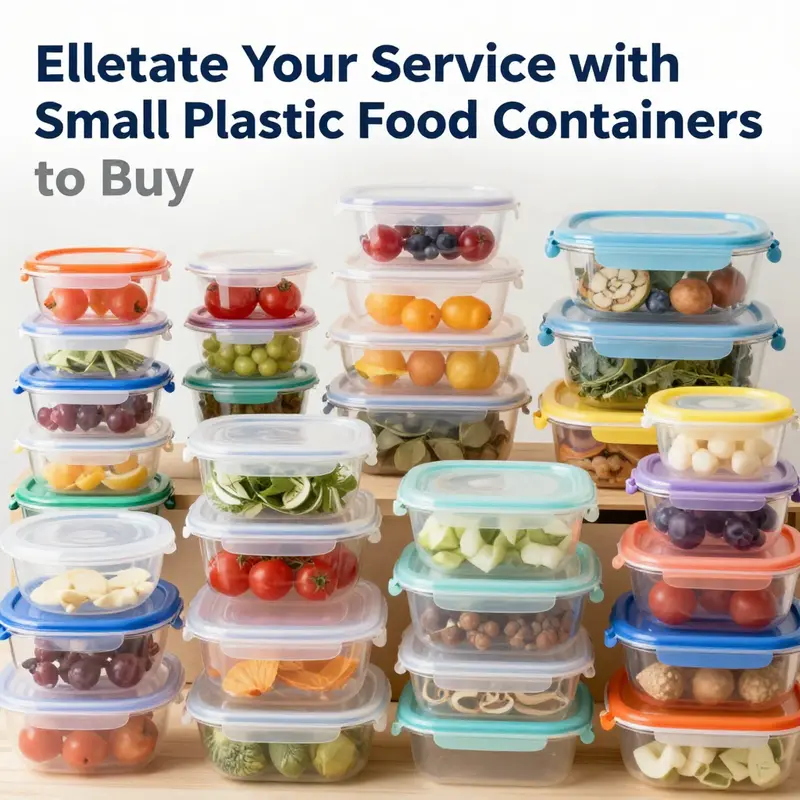 A variety of small plastic food containers showcasing the diversity of styles available for businesses.