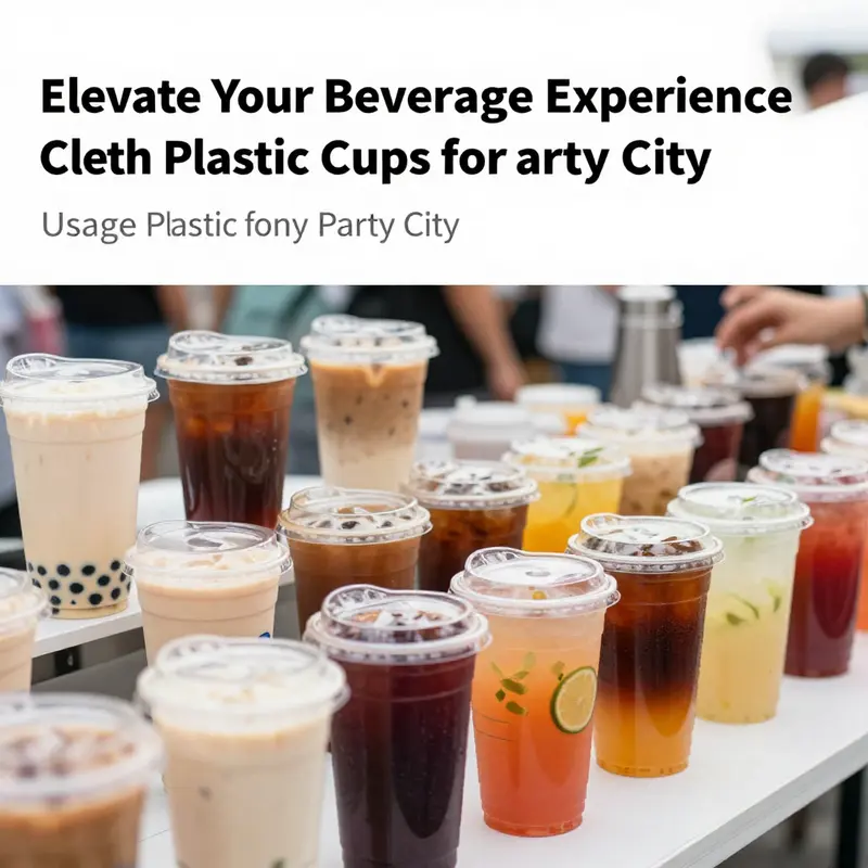 An overview of clear plastic cups with lids available at Party City.