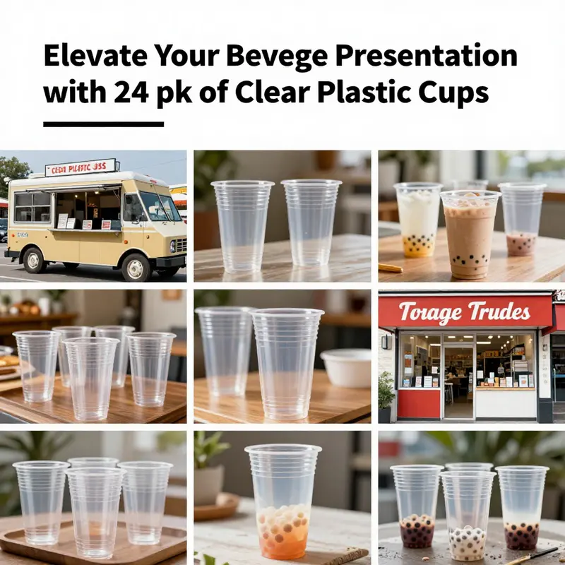 Clear plastic cups displayed alongside a refreshing beverage, highlighting their durability and food-safe materials.
