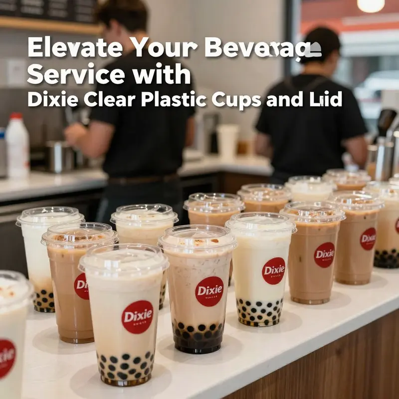 A showcase of Dixie clear plastic cups highlighting their versatile sizes and applications.