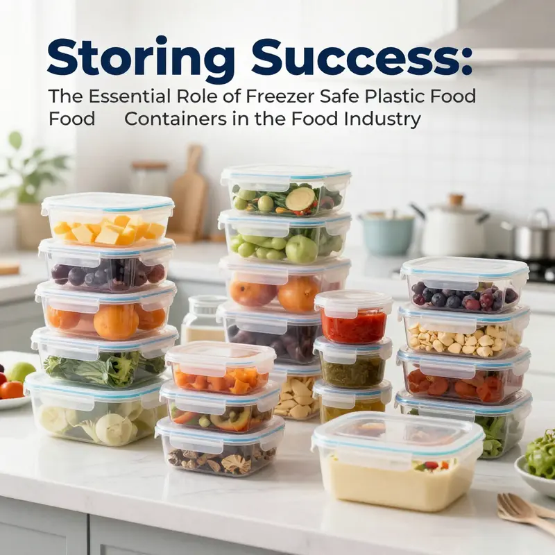 Showcasing durable food-grade plastic materials of freezer safe containers.