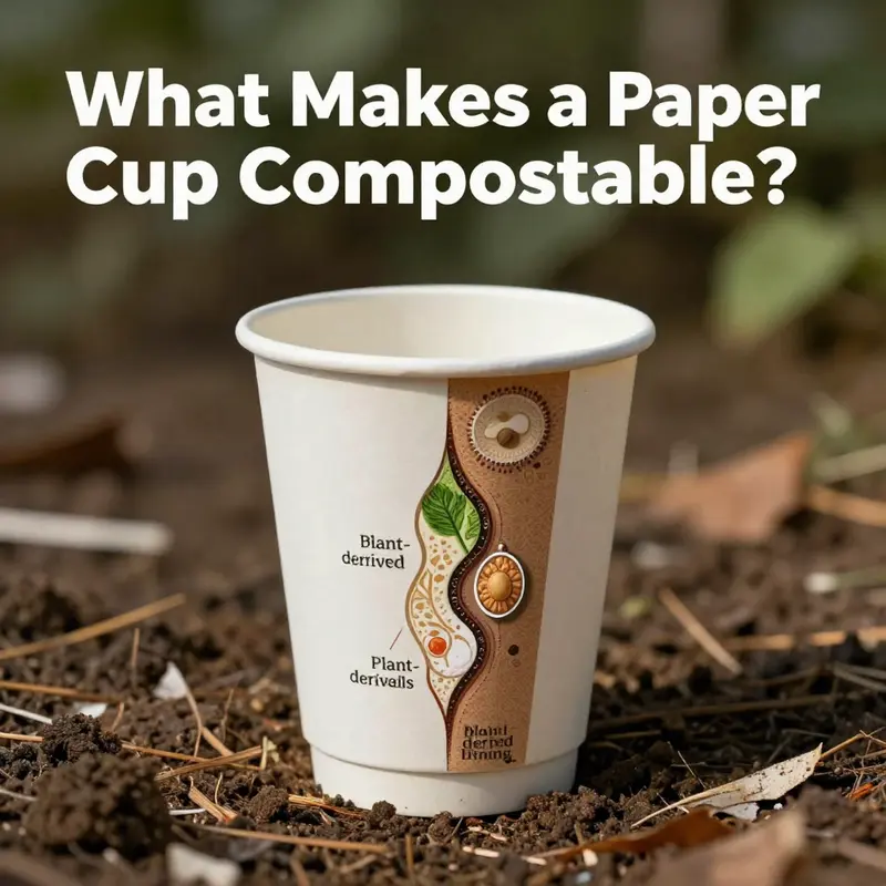 The inner workings of a compostable paper cup demonstrating its eco-friendly materials.