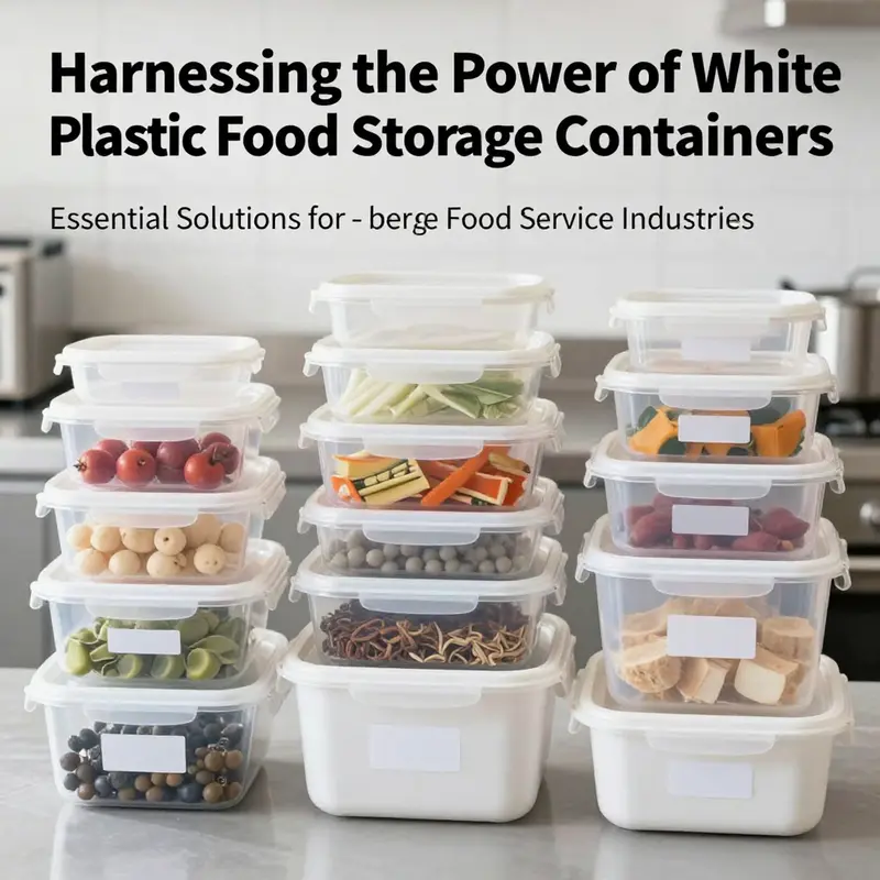 An attractive arrangement of white plastic food storage containers showcasing their utility in food storage and prep.