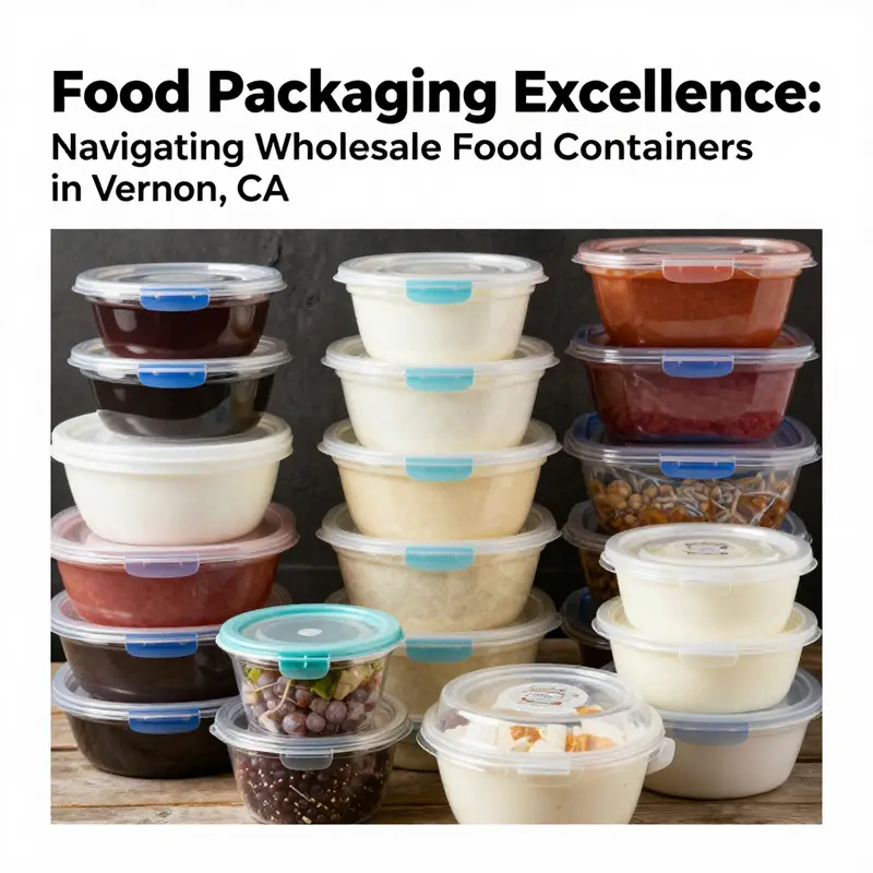 A colorful arrangement of assorted wholesale food containers highlighting options available for food service businesses in Vernon, California.