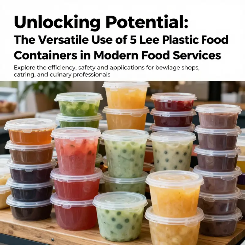 A colorful and organized display of 5 liter plastic food containers in a food service environment.