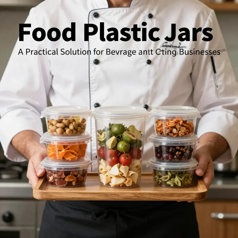 Different types of food plastic jars highlighting materials like PET, PP, and HDPE.