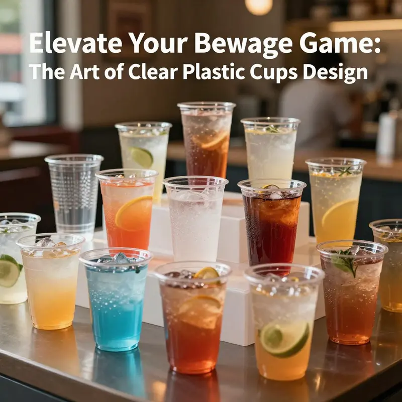 A diverse collection of clear plastic cups highlighting their functional design elements.
