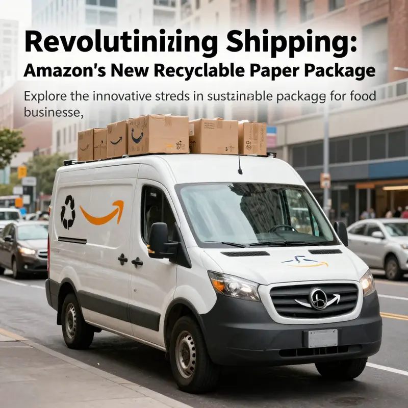 An image of an Amazon delivery van filled with recyclable paper packages, ready to deliver to eco-conscious consumers.