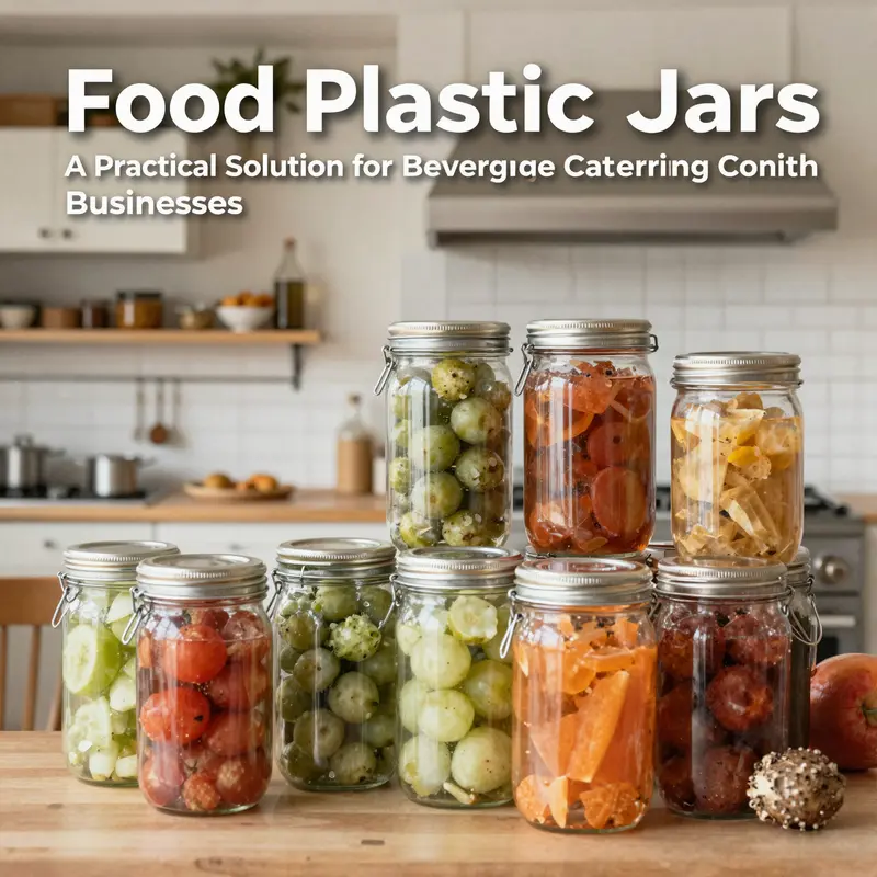 Different types of food plastic jars highlighting materials like PET, PP, and HDPE.