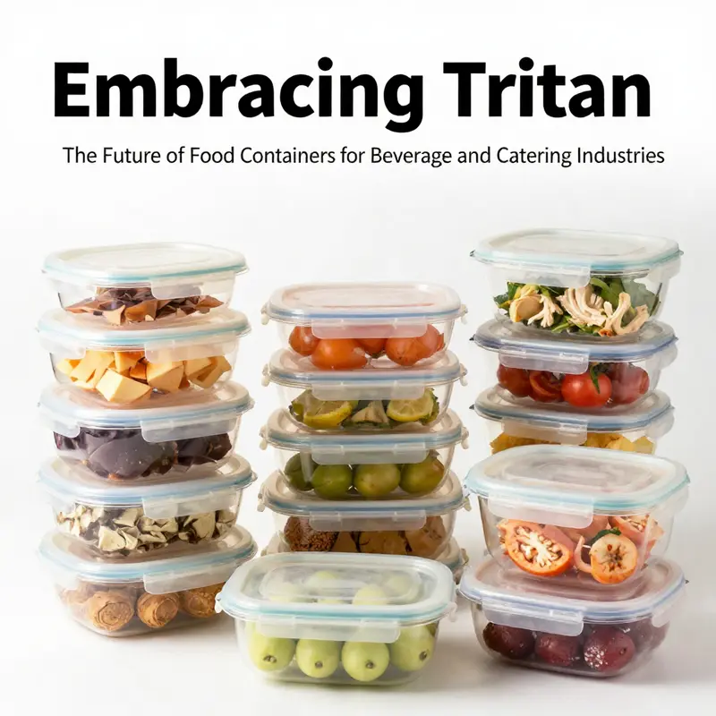 Tritan plastic food containers emphasize safety and durability, suitable for various food service contexts.