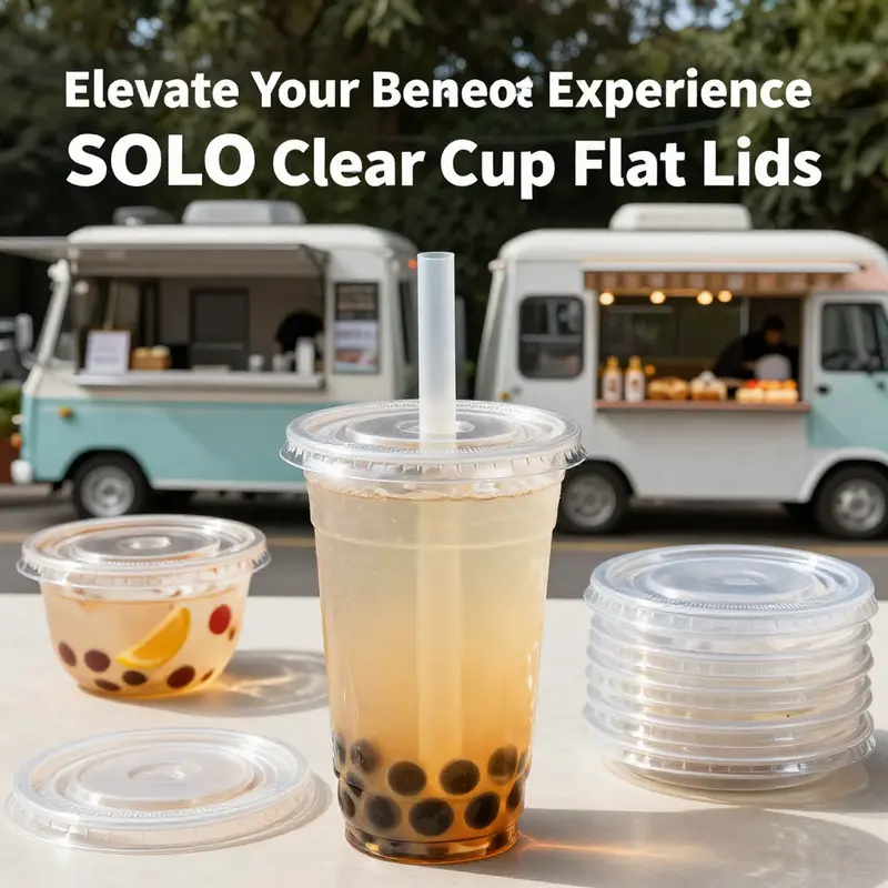 Overview of SOLO flat lids with cold cups.