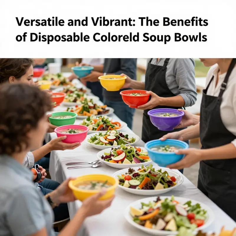 A variety of disposable colored plastic soup bowls showcasing their elegance and versatility.
